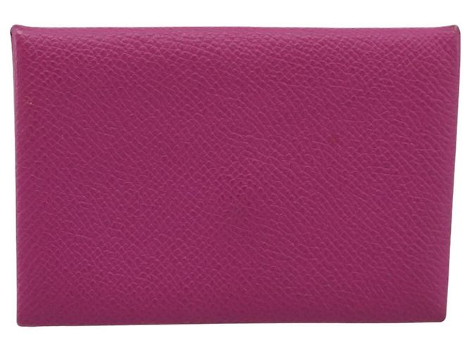 Hermès Portamonete HERMES Calvi in pelle viola argento Auth 203089A Porpora - vista 2