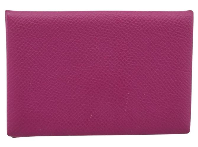 Hermès Portamonete HERMES Calvi in pelle viola argento Auth 203089A Porpora - vista 3