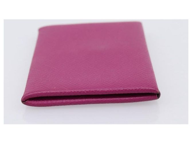 Hermès Portamonete HERMES Calvi in pelle viola argento Auth 203089A Porpora - vista 4
