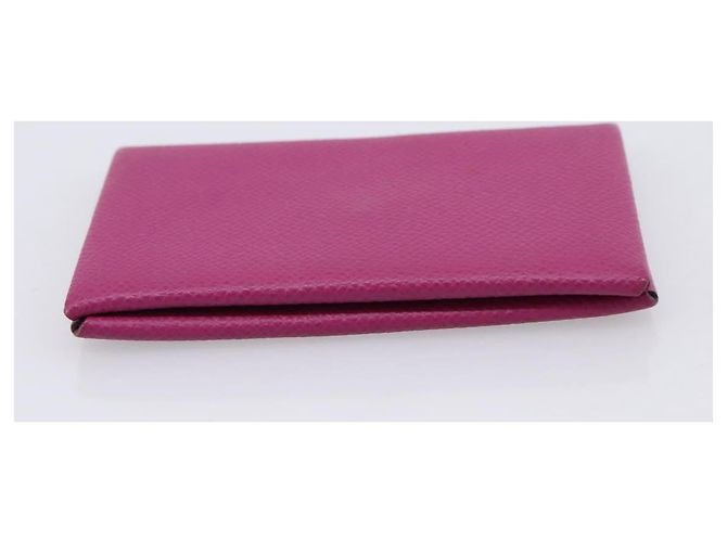 Hermès Portamonete HERMES Calvi in pelle viola argento Auth 203089A Porpora - vista 7