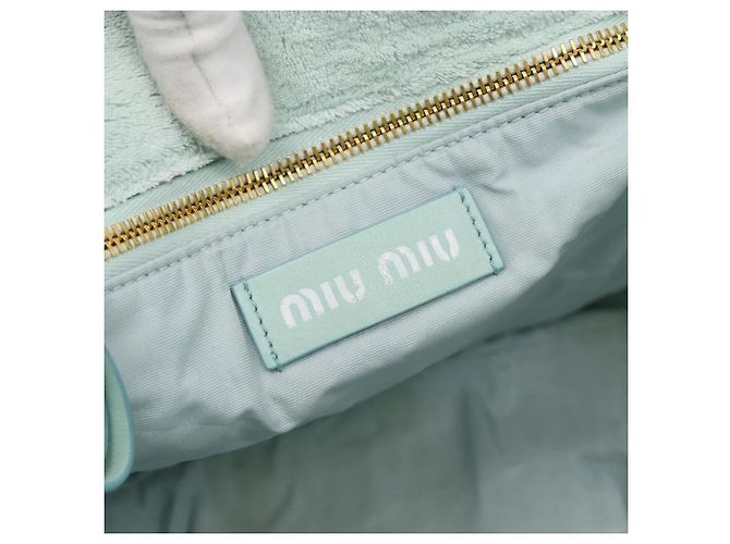 Borsa a mano Miu Miu Pile 2way Light Blue Gold Tone Auth ka6060A Blu chiaro - vista 11
