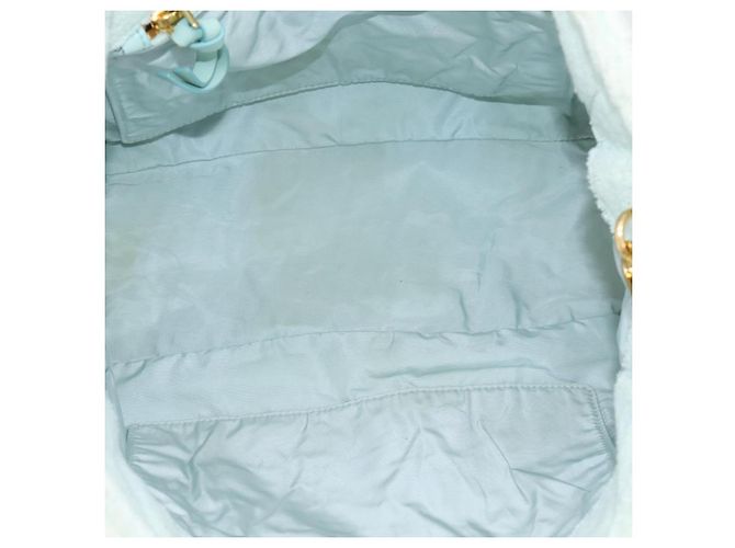 Borsa a mano Miu Miu Pile 2way Light Blue Gold Tone Auth ka6060A Blu chiaro - vista 12