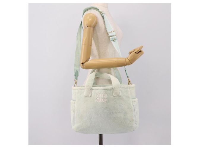 Borsa a mano Miu Miu Pile 2way Light Blue Gold Tone Auth ka6060A Blu chiaro - vista 23