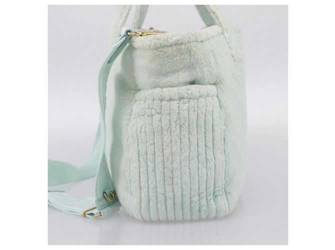 Borsa a mano Miu Miu Pile 2way Light Blue Gold Tone Auth ka6060A Blu chiaro - vista 4