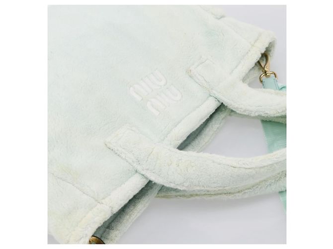 Borsa a mano Miu Miu Pile 2way Light Blue Gold Tone Auth ka6060A Blu chiaro - vista 6