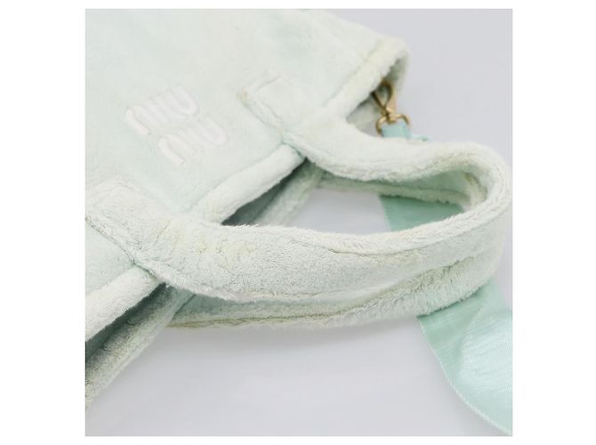 Borsa a mano Miu Miu Pile 2way Light Blue Gold Tone Auth ka6060A Blu chiaro - vista 7