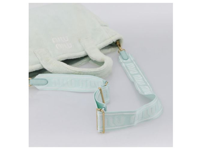 Borsa a mano Miu Miu Pile 2way Light Blue Gold Tone Auth ka6060A Blu chiaro - vista 9
