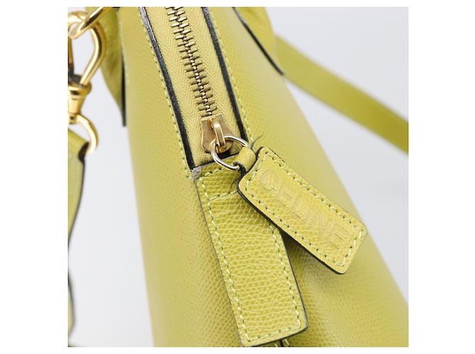 Céline Borsa a mano CELINE in pelle 2way Verde Tono Oro Auth 202586 - vista 17