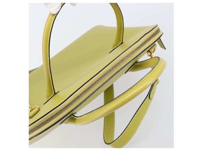 Céline Borsa a mano CELINE in pelle 2way Verde Tono Oro Auth 202586 - vista 6