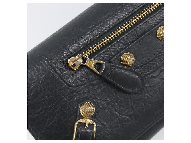 Portafoglio BALENCIAGA Classic Continental Zip Wallet in pelle grigio e oro 253054 Auth 202730A Marrone D'oro - vista 12