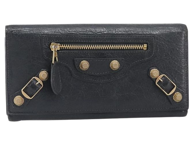 Portafoglio BALENCIAGA Classic Continental Zip Wallet in pelle grigio e oro 253054 Auth 202730A Marrone D'oro - vista 2