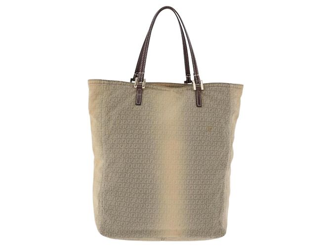 FENDI Zucchino Canvas Tote Bag Beige Auth 203802 - Ansicht 2
