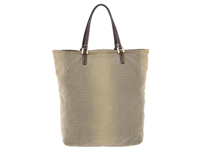 FENDI Zucchino Canvas Tote Bag Beige Auth 203802 - Ansicht 4