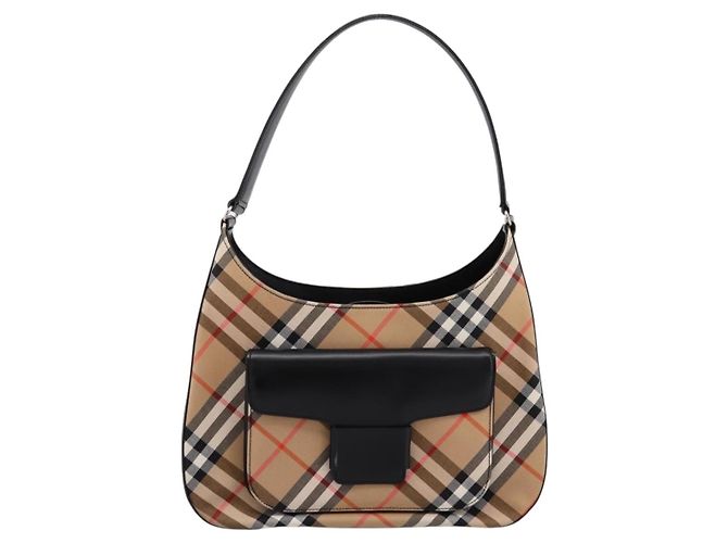 Burberrys Nova Check Schultertasche Canvas Beige Silver Auth 203137V Silber - Ansicht 2