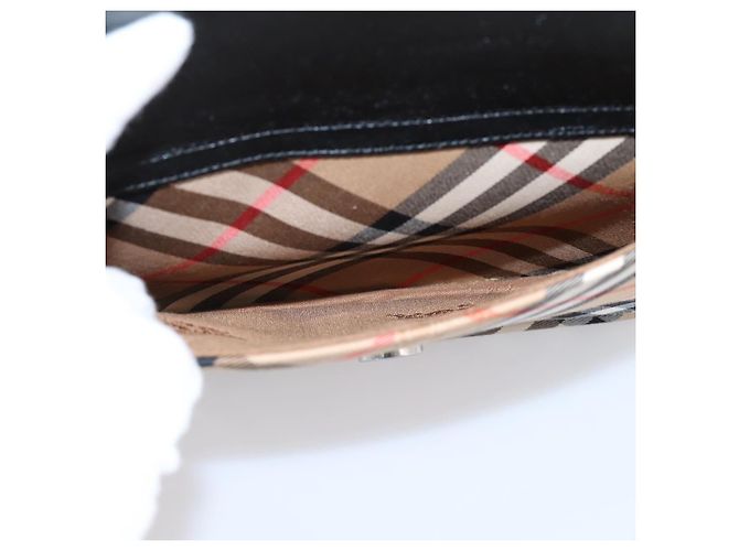 Burberrys Nova Check Schultertasche Canvas Beige Silver Auth 203137V Silber - Ansicht 20