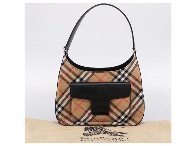 Burberrys Nova Check Schultertasche Canvas Beige Silver Auth 203137V Silber - Ansicht 22