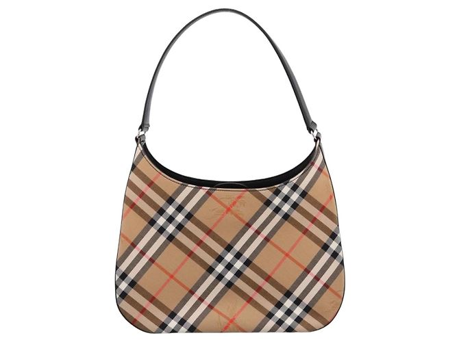 Burberrys Nova Check Schultertasche Canvas Beige Silver Auth 203137V Silber - Ansicht 3