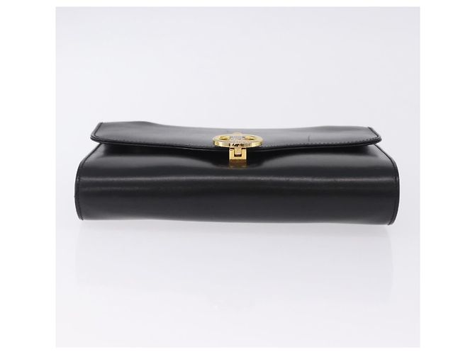 Céline Borsa a tracolla con catena CELINE in pelle nera e oro Auth mr2876A Nero D'oro - vista 10