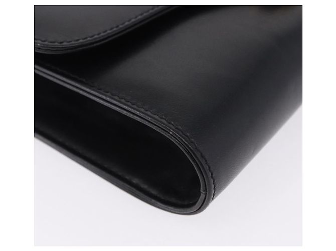 Céline Borsa a tracolla con catena CELINE in pelle nera e oro Auth mr2876A Nero D'oro - vista 11