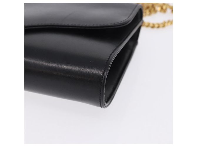 Céline Borsa a tracolla con catena CELINE in pelle nera e oro Auth mr2876A Nero D'oro - vista 12
