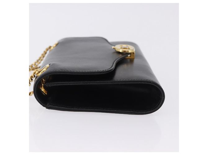 Céline Borsa a tracolla con catena CELINE in pelle nera e oro Auth mr2876A Nero D'oro - vista 5
