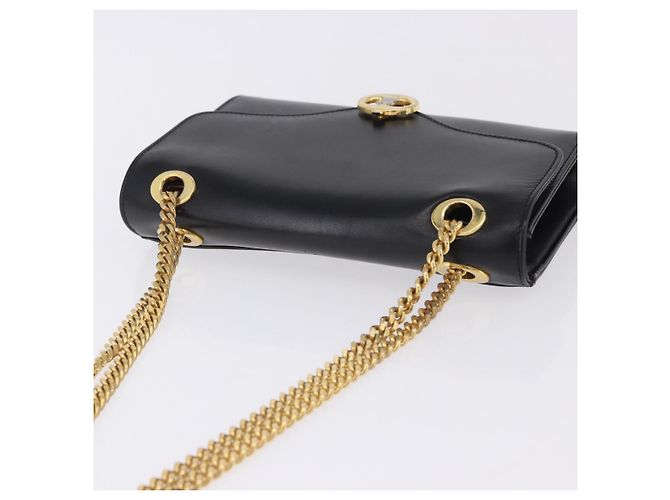 Céline Borsa a tracolla con catena CELINE in pelle nera e oro Auth mr2876A Nero D'oro - vista 6