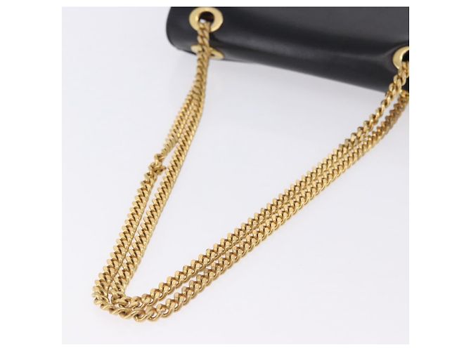 Céline Borsa a tracolla con catena CELINE in pelle nera e oro Auth mr2876A Nero D'oro - vista 7