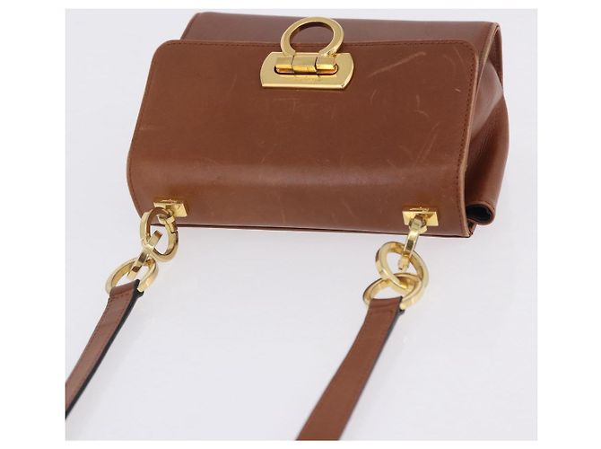 Borsa a tracolla Salvatore Ferragamo Gancini in pelle marrone e oro Auth 202457 D'oro - vista 7