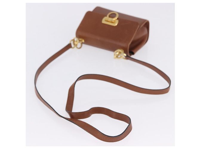 Borsa a tracolla Salvatore Ferragamo Gancini in pelle marrone e oro Auth 202457 D'oro - vista 8