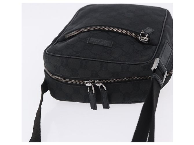 Borsa a tracolla GUCCI GG Canvas Nero Argento 03136 Auth 203437A - vista 6
