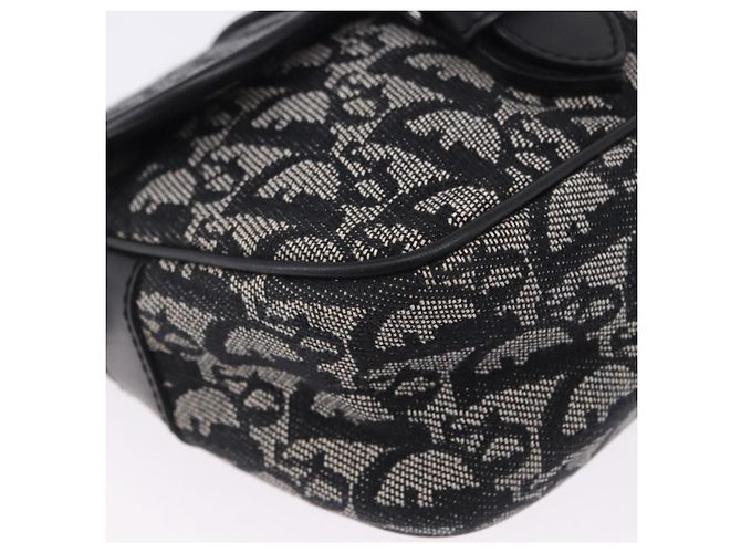 Bolsa de Ombro Christian Dior Trotter Canvas Preta Prata Auth ka6139V Preto - vista 10