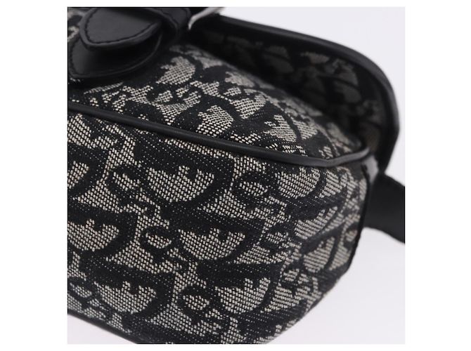 Bolsa de Ombro Christian Dior Trotter Canvas Preta Prata Auth ka6139V Preto - vista 11