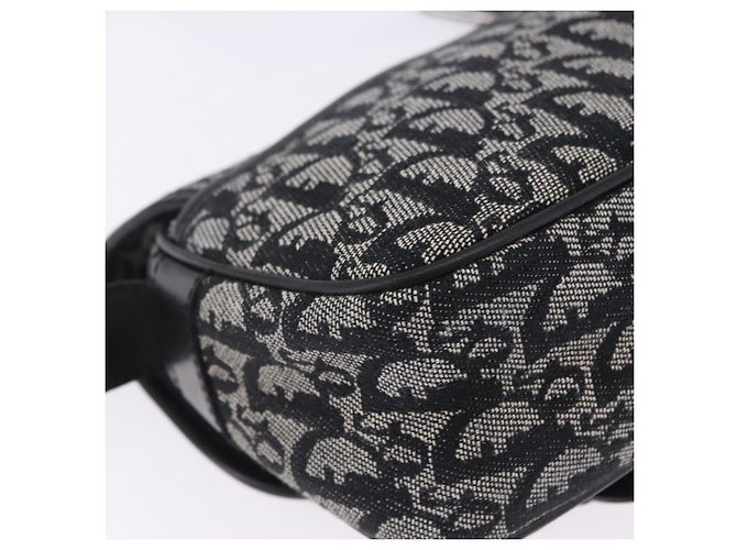 Bolsa de Ombro Christian Dior Trotter Canvas Preta Prata Auth ka6139V Preto - vista 12