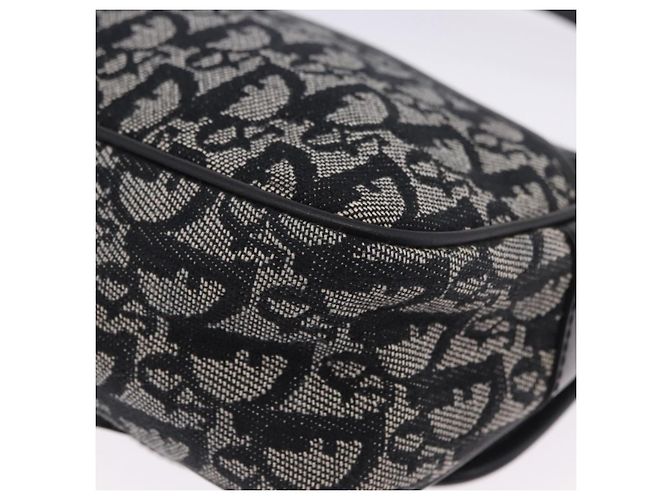 Bolsa de Ombro Christian Dior Trotter Canvas Preta Prata Auth ka6139V Preto - vista 13