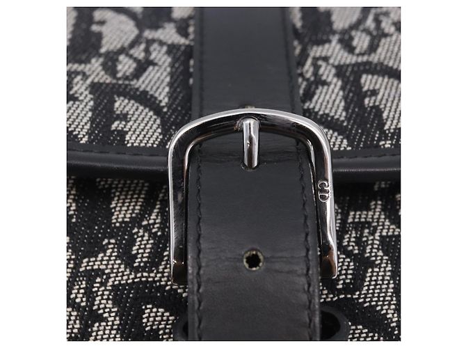 Bolsa de Ombro Christian Dior Trotter Canvas Preta Prata Auth ka6139V Preto - vista 16