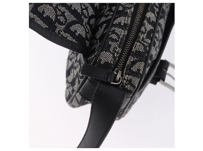 Bolsa de Ombro Christian Dior Trotter Canvas Preta Prata Auth ka6139V Preto - vista 19