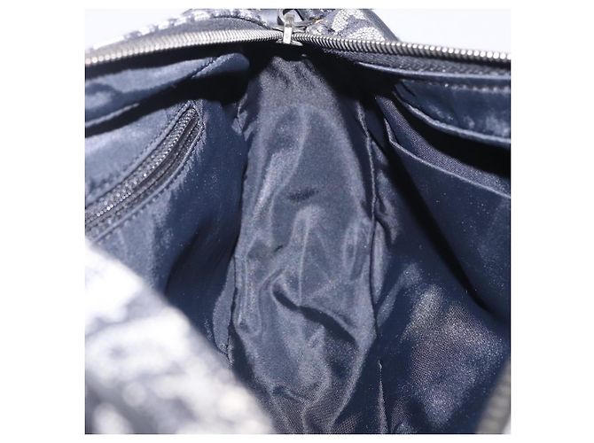Bolsa de Ombro Christian Dior Trotter Canvas Preta Prata Auth ka6139V Preto - vista 22