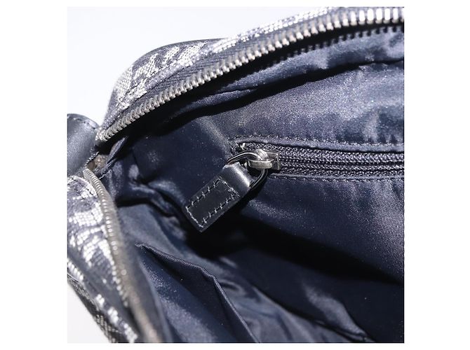 Bolsa de Ombro Christian Dior Trotter Canvas Preta Prata Auth ka6139V Preto - vista 24