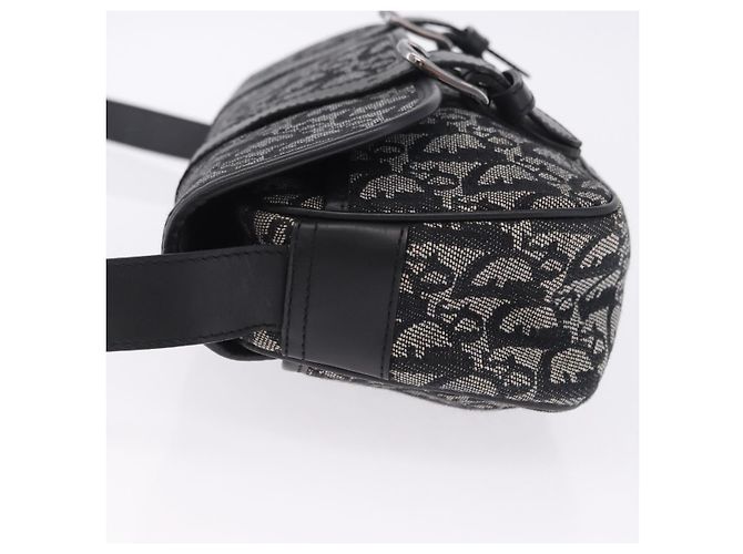 Bolsa de Ombro Christian Dior Trotter Canvas Preta Prata Auth ka6139V Preto - vista 5