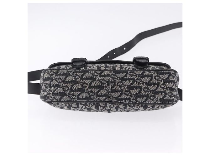 Bolsa de Ombro Christian Dior Trotter Canvas Preta Prata Auth ka6139V Preto - vista 9