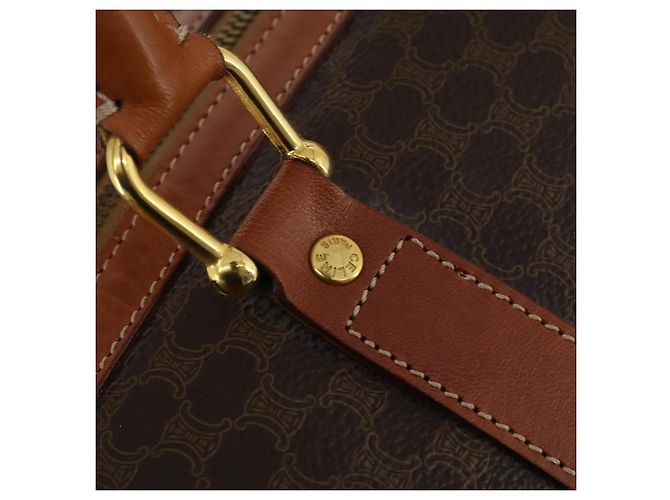 Céline Sac Boston CELINE Macadam Canvas PVC Cuir Marron Or Auth 199652A Doré - vue 14