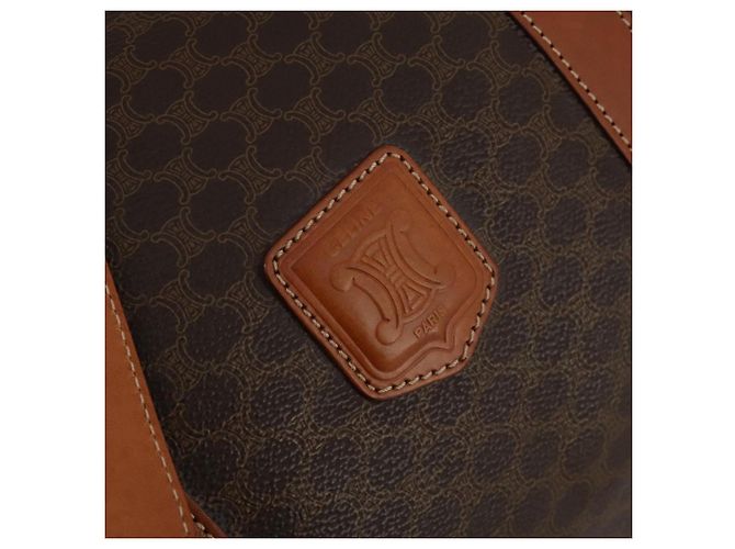 Céline Sac Boston CELINE Macadam Canvas PVC Cuir Marron Or Auth 199652A Doré - vue 15