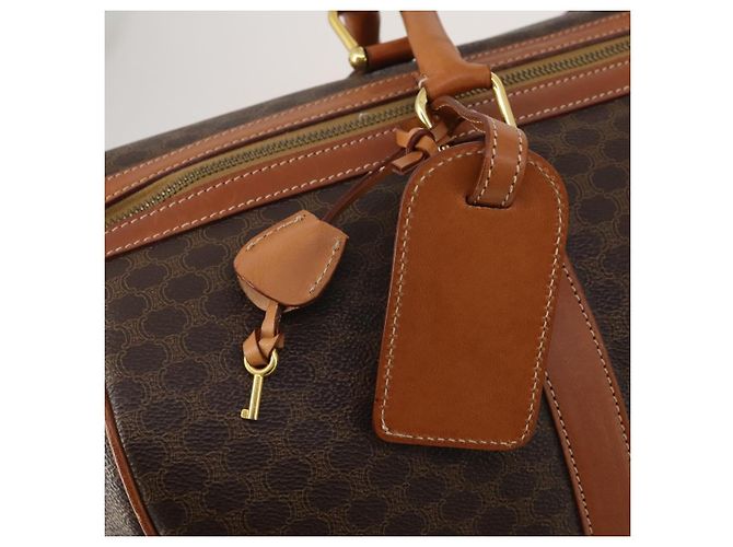 Céline Sac Boston CELINE Macadam Canvas PVC Cuir Marron Or Auth 199652A Doré - vue 16