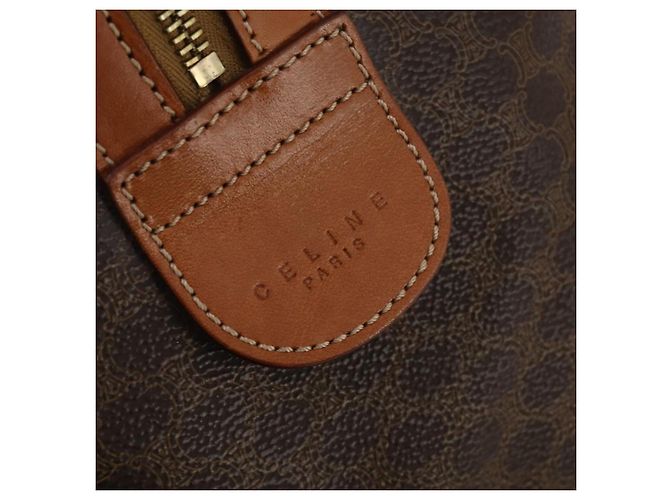 Céline Sac Boston CELINE Macadam Canvas PVC Cuir Marron Or Auth 199652A Doré - vue 17