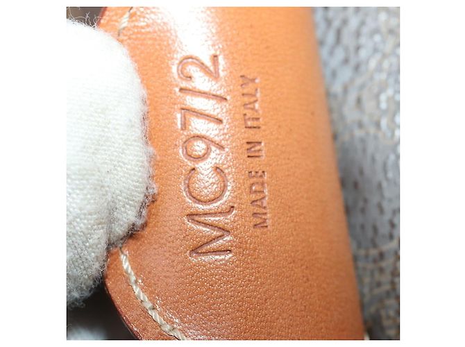Céline Sac Boston CELINE Macadam Canvas PVC Cuir Marron Or Auth 199652A Doré - vue 24