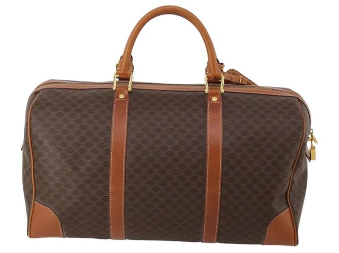 Céline Sac Boston CELINE Macadam Canvas PVC Cuir Marron Or Auth 199652A Doré - vue 3