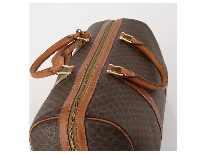 Céline Sac Boston CELINE Macadam Canvas PVC Cuir Marron Or Auth 199652A Doré - vue 6