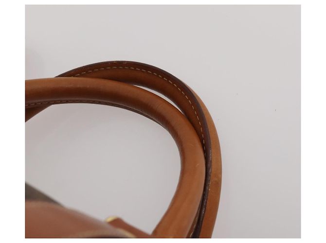 Céline Sac Boston CELINE Macadam Canvas PVC Cuir Marron Or Auth 199652A Doré - vue 8