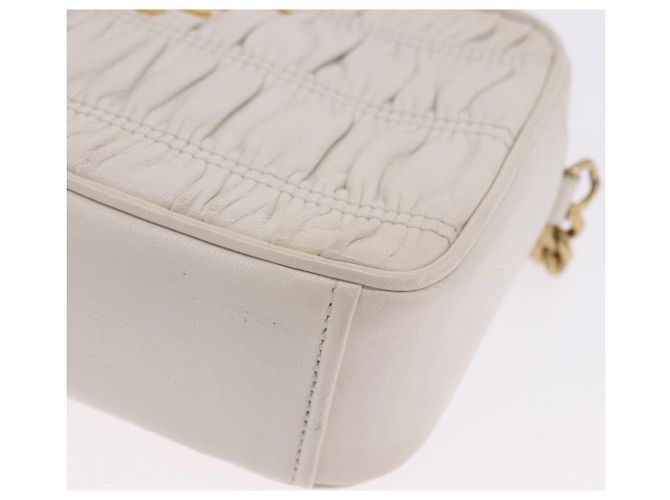 Borsa a tracolla PRADA con catena raccolta in pelle White Gold Auth 200485V Bianco D'oro - vista 11