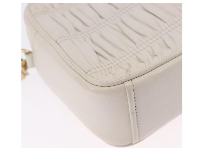 Borsa a tracolla PRADA con catena raccolta in pelle White Gold Auth 200485V Bianco D'oro - vista 12